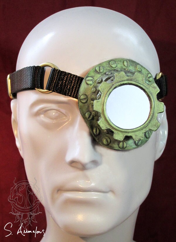 Ready To Ship Wiley - Kupfer Patina Zahnrad Monokel Mit Riemen Halloween Maskerade Maske von SAnomalous