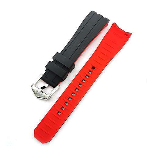 Gebogenes Ende Gummi -Gurt Diving Schnellfreisetzung Silikongelenk Armband Passform für Omega Fit für Seiko Fit für Tissot Fit für Tudor Uhren Band 18mm 20mm 22mm Uhrengurt (Farbe: rot, Größe: 22 mm) von SAyfur