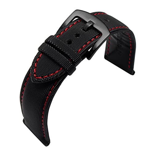 Gummi-Nylon-Canvas-Uhrband-Fit für Omeg-a Speed ​​Sea Fit für Master AT150 20mm 22 mm 24mm Ersatz Armband Uhr Fit für fünfzig Fathoms Uhrengurt (Farbe: Schwarz-Blueline9, Größe: 22 mm) Full of stars von SAyfur