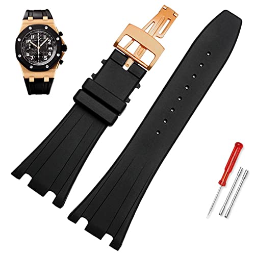SAyfur 28mm schwarzes weiches Silikon Gummi -Uhr -Gurtarmband Armband für AP Royal Oak Watchbandgürtel 40 mm 42 mm Full of stars von SAyfur
