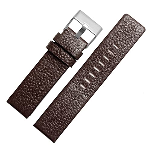 SAyfur Leder Uhrenbandbänder DZ1657 DZ1405 DZ120 Uhrengurt Herren-Handgelenk Bänder 26 mm 28 mm 30 mm 22 mm 24 mm Pass für Diesel Uhrengurt (Farbe: Braun-Silver-Schnalle, Größe: 24mm) Full of stars von SAyfur