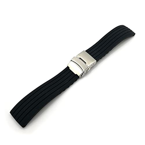 Universal Silicon Watchband 18mm 20 mm 22 mm 24 mm Faltschnalle wasserdichte Gummi -Männer Sport Tauchen ersetzt Armband -Uhr Uhr Uhrengurt (Farbe: Darkblue Silver Buck, Größe: 22 mm) Full of stars von SAyfur
