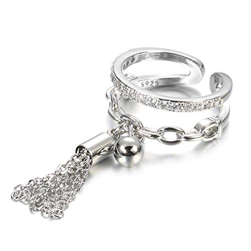 Ringe 925 Sterling Silber Open Vintage Ethnische Kristallringe Kette Zirkonia Mit Spike Anhanger Fingerring Frauen Eroffnungsgeschenke Golden von Huianpen
