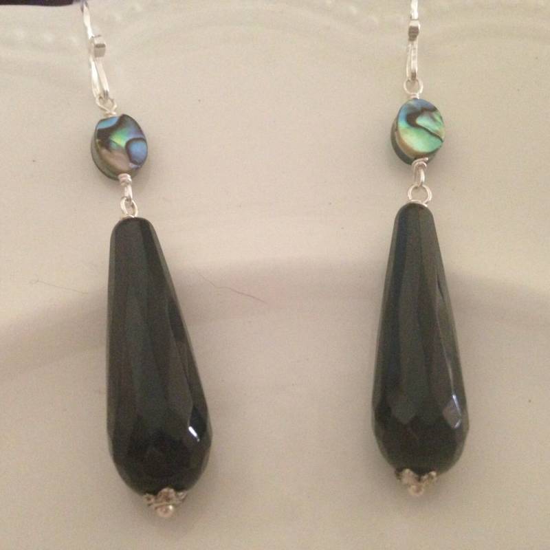 Abalone Und Onyx Baumeln Ohrringe/Onyx Schmuck/Onyx Ohrringe/Ohrringe Für Besondere Anlässe/Abalone Schmuck Abalone Und Onyx Baumeln Ohrringe/Onyx Schmuck/Onyx Ohrringe/Ohrringe Für Besondere Anlässe/Abalone Schmuck von SBEC