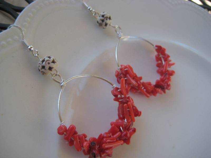 Koralle Creolen/Rote Creolen/Rote Schmuck von SBEC