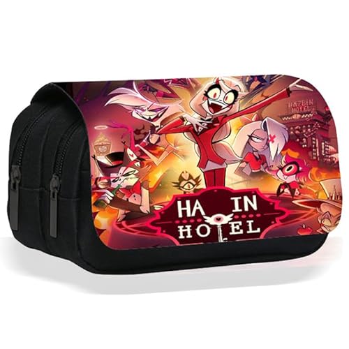 SBJJGQIS Anime Federmäppchen, Hazbin Federmäppchen Große Kapazität,Bunte Federmäppchen Karikatur 3Dfedertaschen 2 Fach Doppelter Reißverschluss Segeltuch Schlamperbox Für Kinder Geschenk,Supplies von SBJJGQIS