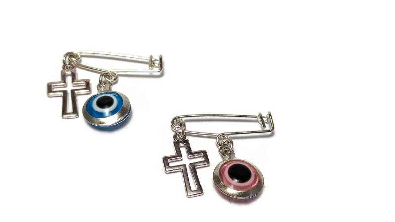 Evil Eye Kreuz Baby Sicherheitsnadel Neugeborenen Schutz Anhänger von SBOeyes