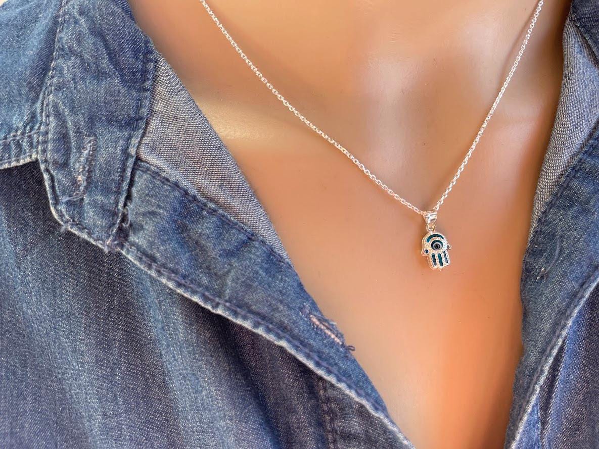 sterling Silber Evil Eye Hamsa Halskette Schutzanhänger Für Frauen von SBOeyes