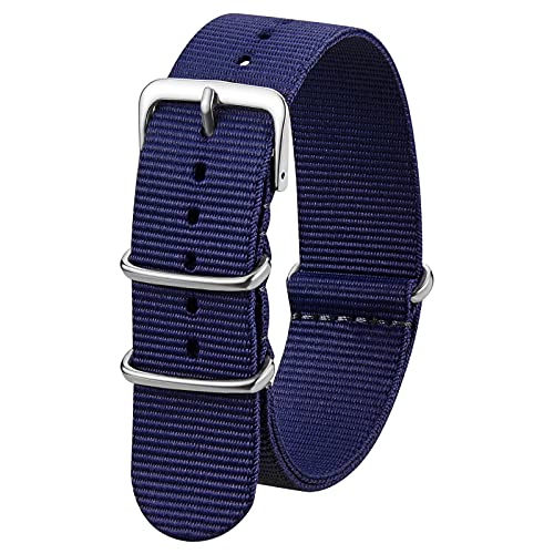 Premium Uhrenarmbänder aus Nylon für Herren und Damen, Breite 18 mm, 20 mm, 22 mm 22MM blau von SBR