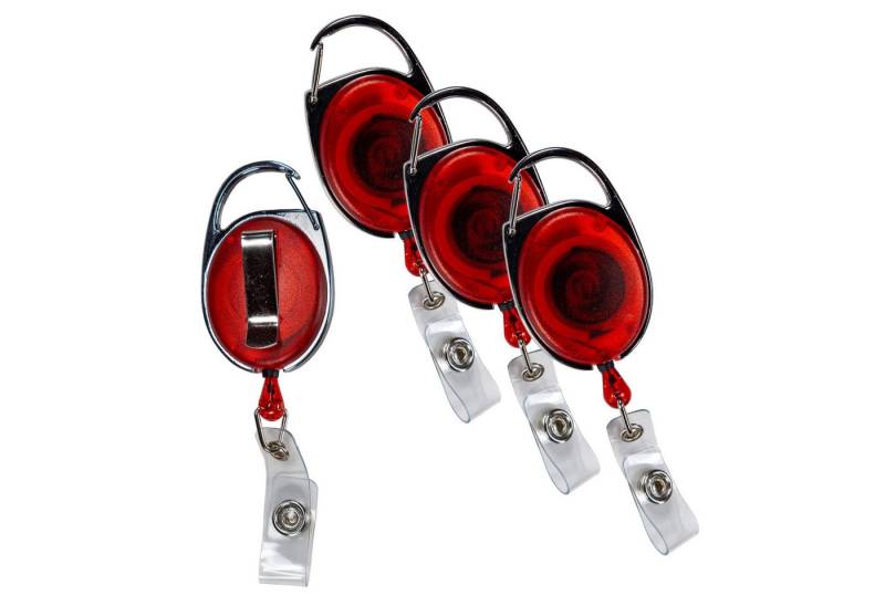 SBS Schlößer Baustoffe Schlüsselanhänger Set 4er Set Skipasshalter Ausweishalter rot Gürtelclip Schnurlänge 70cm (4-tlg) von SBS Schlößer Baustoffe