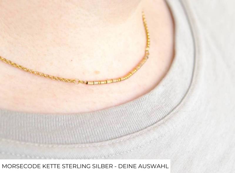 Personalisierte Morsecode Kette, Kette Geheime Botschaft, Filigrane Halskette, Morsecodeschmuck, Sterling Silber, Schmuck Geschenkidee von SBSimpleJewelry