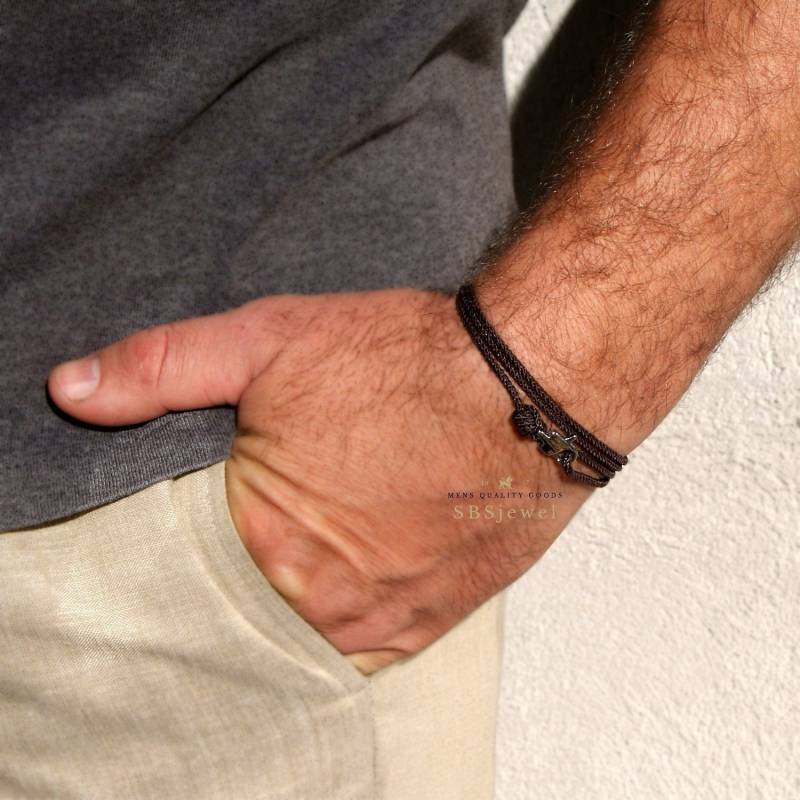 Braunes String Armband Braunes Fadenarmband Kordelarmband Schnur Knotenarmband Jungs Armband Seilarmband Spitze von SBSjewel