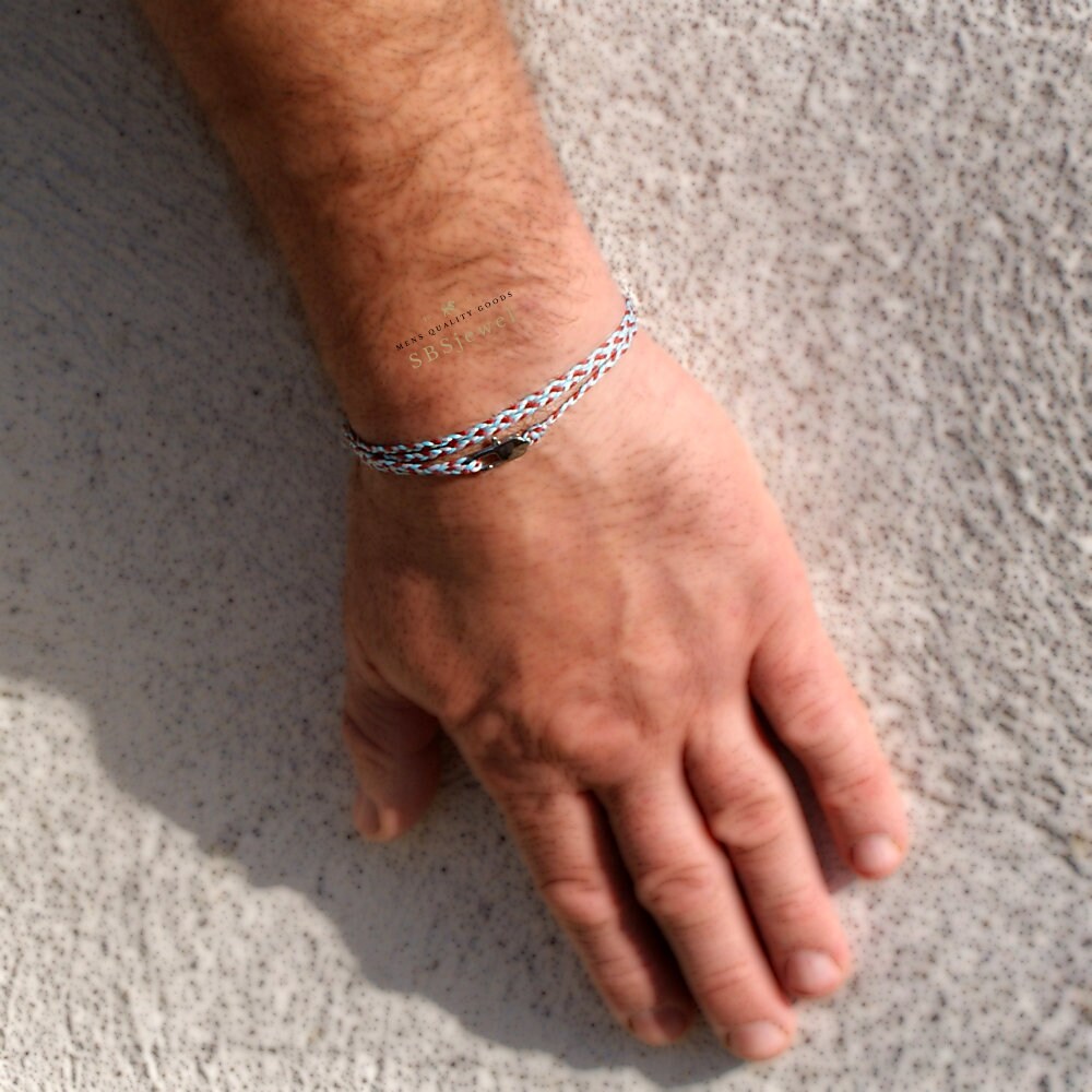 Dünnes String Armband Herren Armband Schnur Armbänder Faden Coole Seil Krawatte Slim Blue von SBSjewel