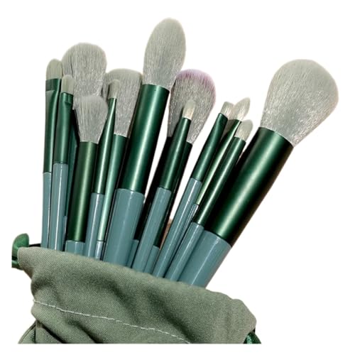 13 stücke Make-Up Pinsel Set Lidschatten Foundation Frauen Kosmetik Pinsel Lidschatten Erröten Schönheit Weiche Make-Up-Tools Tasche (Color : Green) von SBTRKT