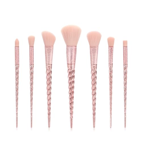 SBTRKT Neues Glitzer-Matt-Make-up-Pinsel-Set for Puder, Foundation, Rouge, Lidschatten, Augenbrauen-Pinsel for Gesicht, Augen-Make-up (Color : 7pcs pink) von SBTRKT