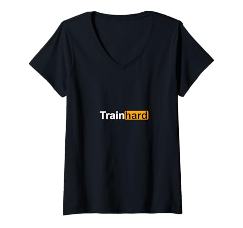 Damen Train Hard T-Shirt mit V-Ausschnitt von SBTY