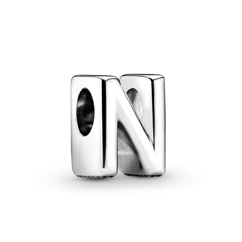 SBUTUXC 925 Sterling Silber Alphabet Buchstaben Charm A–Z, CZ Initial Perle für Armband oder Halskette, personalisierter Silberschmuck für Frauen (N) von SBUTUXC