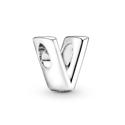 SBUTUXC 925 Sterling Silber Alphabet Buchstaben Charm A–Z, CZ Initial Perle für Armband oder Halskette, personalisierter Silberschmuck für Frauen (V) von SBUTUXC