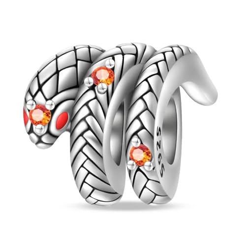 SBUTUXC 925 Sterling Silber Schlangenperlen-Anhänger mit Zirkonia-Augen für Damenarmband-Halskette, einzigartiges, ausgefallenes Schmuckgeschenk von SBUTUXC