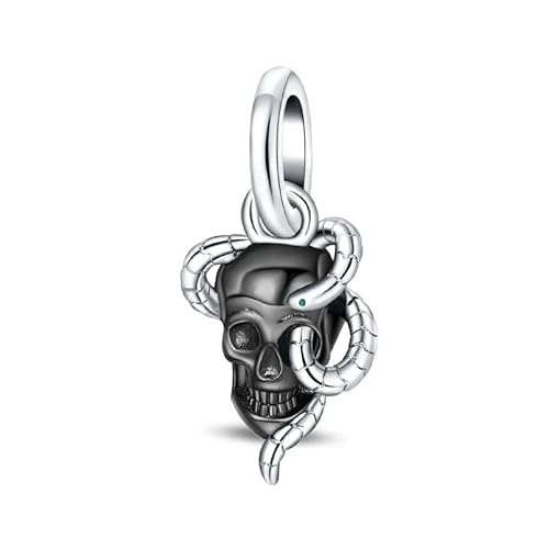 SBUTUXC 925 Sterling Silber Totenkopf mit Schlangen-Charm für Armbänder/Halsketten von SBUTUXC
