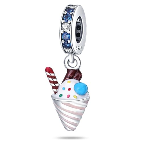 SBUTUXC Charm-Anhänger aus 925er Sterlingsilber mit Eiscreme-Motiv, blaue Zirkonia-Kristallperle, weiße Emaille, Zuckerstangen-Design, 2,4 x 0,86 cm SBUTUXC Charm-Anhänger aus 925er Sterlingsilber mit Eiscreme-Motiv, blaue Zirkonia-Kristallperle, weiße Emaille, Zuckerstangen-Design, 2,4 x 0,86 cm von SBUTUXC