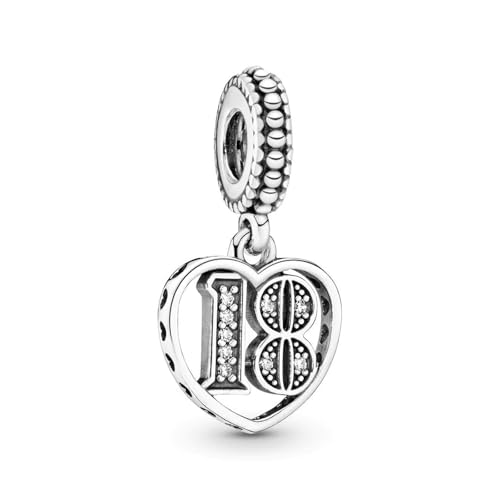 SBUTUXC Charm-Perlen mit Zahlen aus 925er Sterlingsilber – Elegante Charm-Anhänger mit Geburtstags- und Jubiläumszahlen für Damenarmbänder (18.) von SBUTUXC