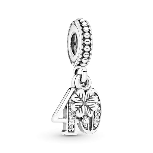 SBUTUXC Charm-Perlen mit Zahlen aus 925er Sterlingsilber – Elegante Charm-Anhänger mit Geburtstags- und Jubiläumszahlen für Damenarmbänder (40.) von SBUTUXC