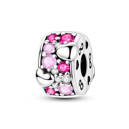 SBUTUXC Herz-Charm-Perle aus Sterlingsilber, rosa Kristallrosen-Design, rote Emaille-Blume, 0,44 x 0,27 Zoll, für Armbänder SBUTUXC Herz-Charm-Perle aus Sterlingsilber, rosa Kristallrosen-Design, rote Emaille-Blume, 0,44 x 0,27 Zoll, für Armbänder von SBUTUXC