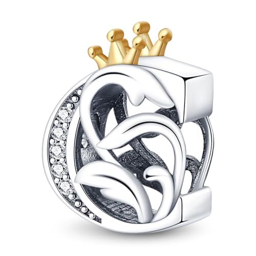 SBUTUXC Kronenanhänger aus 925er Sterlingsilber mit dem Buchstaben C, mit Kristallen besetzter Initialenanhänger für Armbänder, Halsketten, 2,4 x 1,5 cm, 3 g SBUTUXC Kronenanhänger aus 925er Sterlingsilber mit dem Buchstaben C, mit Kristallen besetzter Initialenanhänger für Armbänder, Halsketten, 2,4 x 1,5 cm, 3 g von SBUTUXC
