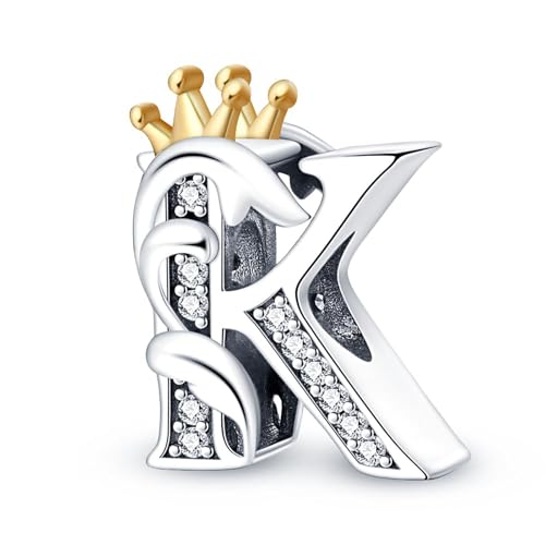 SBUTUXC Kronenanhänger aus 925er Sterlingsilber mit dem Buchstaben K, mit Kristallen besetzter Initialenanhänger für Armbänder, Halsketten, 2,4 x 1,5 cm, 3 g SBUTUXC Kronenanhänger aus 925er Sterlingsilber mit dem Buchstaben K, mit Kristallen besetzter Initialenanhänger für Armbänder, Halsketten, 2,4 x 1,5 cm, 3 g von SBUTUXC