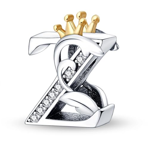 SBUTUXC Kronenanhänger aus 925er Sterlingsilber mit dem Buchstaben Z, mit Kristallen besetzter Initialenanhänger für Armbänder, Halsketten, 2,4 x 1,5 cm, 3 g SBUTUXC Kronenanhänger aus 925er Sterlingsilber mit dem Buchstaben Z, mit Kristallen besetzter Initialenanhänger für Armbänder, Halsketten, 2,4 x 1,5 cm, 3 g von SBUTUXC