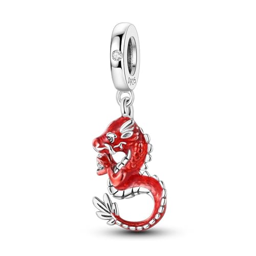 SBUTUXC Sterling Silber Roter Drache Anhänger, Chinesischer Sternzeichen Anhänger, 1,05x0,41 Zoll, S925 Kristall Armbandperle SBUTUXC Sterling Silber Roter Drache Anhänger, Chinesischer Sternzeichen Anhänger, 1,05x0,41 Zoll, S925 Kristall Armbandperle von SBUTUXC