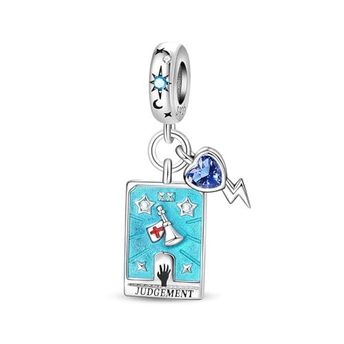 SBUTUXC Tarotkarten-Charm-Kollektion aus Sterlingsilber, Emaille-Anhänger mit Kristallen, Große Arkana-Design für Armbänder, Halsketten, 925er Silber (Urteils-Tarot-Charm) von SBUTUXC