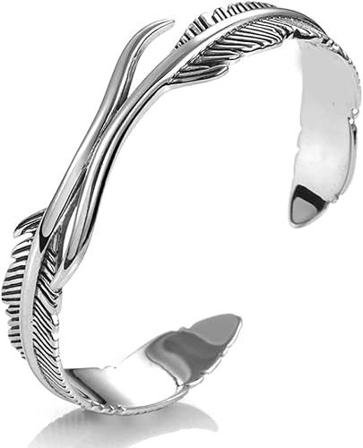 SBZIOJHDR Armband, Damen verstellbar Boho Feder Manschette Armreif Hand geschnitzt Feder Armbänder Geburtstagsgeschenke for Schwestern von SBZIOJHDR