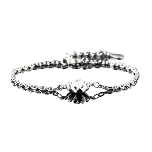 SBZIOJHDR Armband, Exquisites silbernes Lotusblumenarmband, modisches Armband for Damen, Silberschmuck, Geschenke von SBZIOJHDR