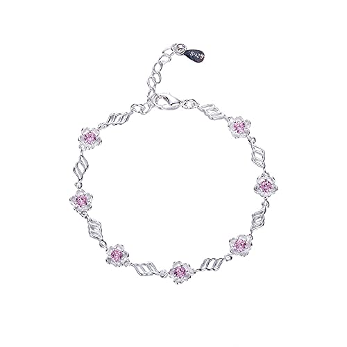 SBZIOJHDR Armband, Modisches rosa Blumenarmband for Damen, klassischer Sterling-Silber-Schmuck for Schwestern, Freunde, Paare von SBZIOJHDR