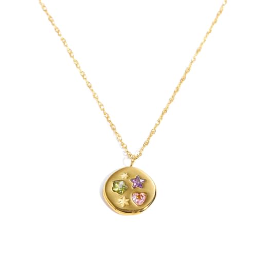 SBZIOJHDR Halskette, 18 Karat Goldschmuck Edelstahl U-förmiges Kaleidoskop Glückssymbol Zirkon Hufeisen U Anhänger Halskette for Frauen von SBZIOJHDR