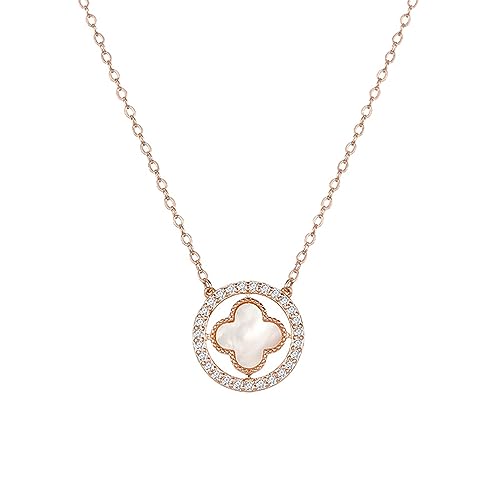 SBZIOJHDR Halskette, Halskette mit Kleeblatt-Anhänger aus Edelstahl in Roségold for Damen von SBZIOJHDR