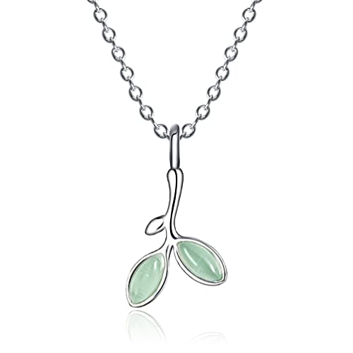 SBZIOJHDR Halskette, Mode Grün Emaille Glück Baum Blätter Halskette Anhänger Kette for Frauen Charme Klassische Silber 925 Sterling Silber Schmuck von SBZIOJHDR