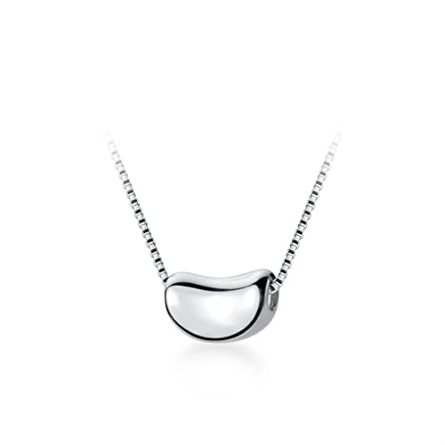 SBZIOJHDR Neue Gliederkette Halskette for Damen Mode 925 Sterling Silber Bean Einfache Anhänger Halskette Edlen Schmuck Mädchen Geschenk von SBZIOJHDR
