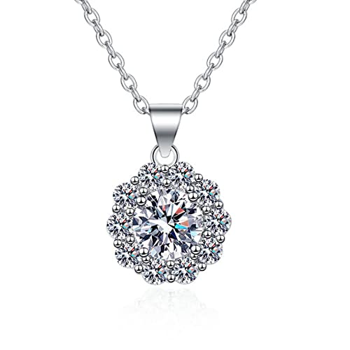 SBZIOJHDR Silberne Halskette mit geometrischem Anhänger und leuchtendem CZ-Anhänger for Frauen, verstellbare Gliederkette, edler Schmuck von SBZIOJHDR