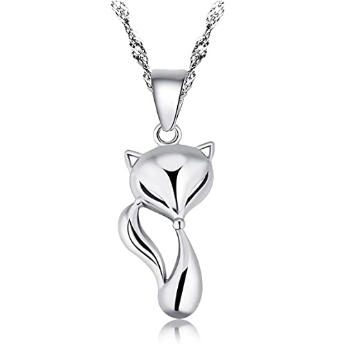 SBZIOJHDR Sterling Silber 925 Halskette Frauen Schmuck Tier Fuchs Anhänger Link Kette Chocker for Hochzeit Engagement Party von SBZIOJHDR