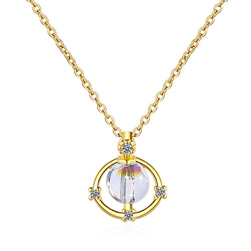 SBZIOJHDR Trendy Halskette mit Planeten-Anhänger aus blauem Kristall for Frauen, 100% 925er Sterlingsilber, modische Gliederkette, edler Schmuck von SBZIOJHDR