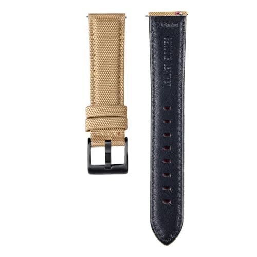 SBZIOJHDR Uhrenarmband, Leder-Uhrenarmband mit Schnellverschluss for Herren und Damen(KhakiBlack,20mm) von SBZIOJHDR
