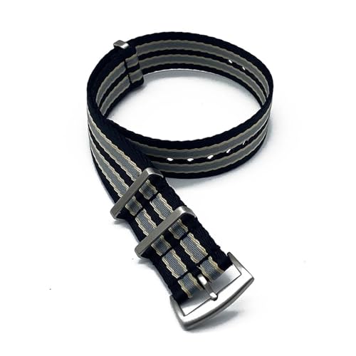 SBZIOJHDR Uhrenarmband, Nylonband Sicherheitsgurt Armband Gürtel Männer Frauen Uhr Zubehör(007 Black Gray,22mm) von SBZIOJHDR