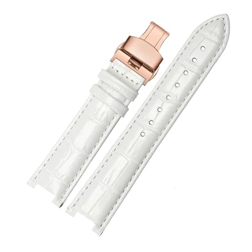 SBZIOJHDR Uhrenarmband, Rindsleder Lederband Konkaven Armband Kalbsleder Schmetterling Schnalle Kompatibel(Rose,21x15mm) von SBZIOJHDR
