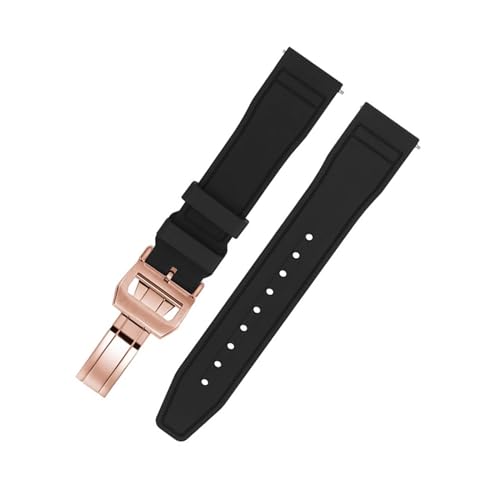 SBZIOJHDR Uhrenarmband, Schnellverschluss Fluorkautschuk Uhrenarmband Tauchen Wasserdicht(Black RoseGold,20mm) von SBZIOJHDR
