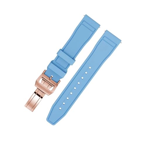 SBZIOJHDR Uhrenarmband, Schnellverschluss Fluorkautschuk Uhrenarmband Tauchen Wasserdicht(SKUBlue RoseGold,20mm) von SBZIOJHDR
