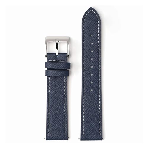 SBZIOJHDR Uhrenarmband, Uhrenarmband aus Kalbsleder mit Schnellverschluss, handgefertigt, Palmenmuster, Armband(Navy Blue Wh Line,22mm) von SBZIOJHDR