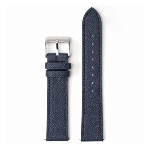 SBZIOJHDR Uhrenarmband, Uhrenarmband aus Kalbsleder mit Schnellverschluss, handgefertigt, Palmenmuster, Armband(Navy blue bu line,22mm) von SBZIOJHDR